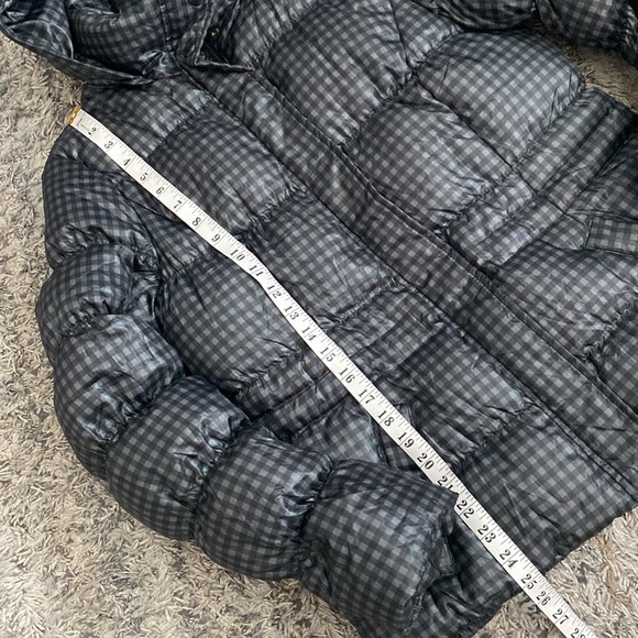 Vintage Black green Checkered Puffer down and feather Jacket sz 10 - Picture 9 of 12